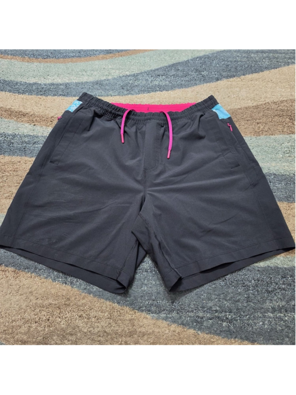 Birddogs Mens Lined Athletic Shorts Black Pink Blue Stretch Casual Gym Size XL